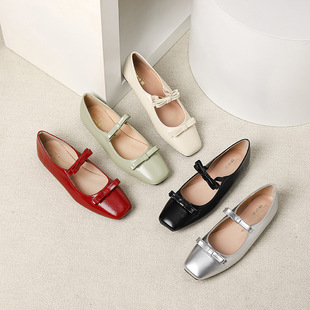 Flat shoes women's 2024 new spring and autumn bow temperament shallow Lolita women's shoes 35-44 plus size women's shoes