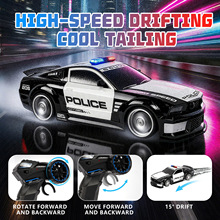 跨境新品1:18四通漂移遥控车儿童警车高速竞技赛车玩具带灯光