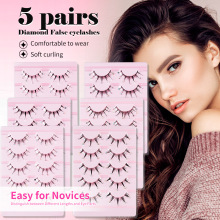 平度假睫毛胶水款5对装带钻万圣节睫毛跨境外贸 lashes透明梗睫毛