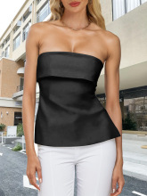 H 74545 Solid Color Y2k Backs T-Shirt ��ɫ¶������