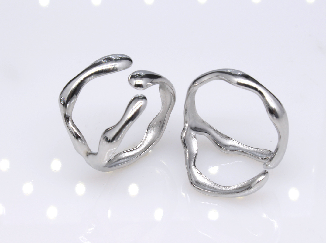 1 Piece Quantity Daily Occasion Titanium Steel Material 1 Piece Simple Style Irregular Solid Color Titanium Steel Plating Open Ring