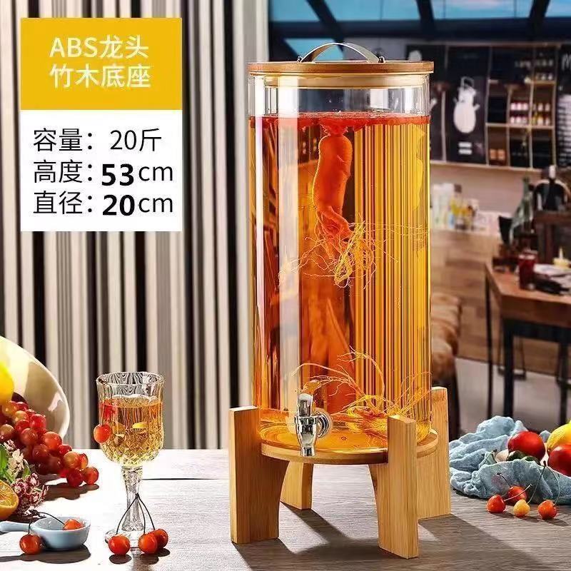 Hervidor de agua fría botella de vino de vidrio barril de bebida barril de cerveza con grifo frutas barril de té barril de jugo recipiente barril