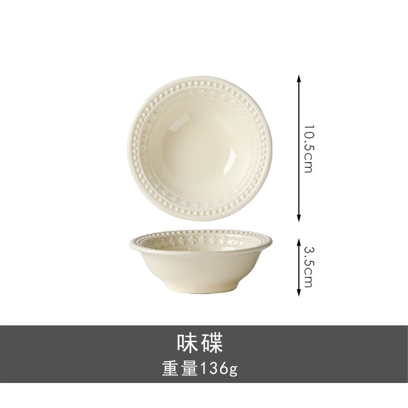 Ceramic Dinner Plate, french-style glazed porcelain, high-quality home tableware