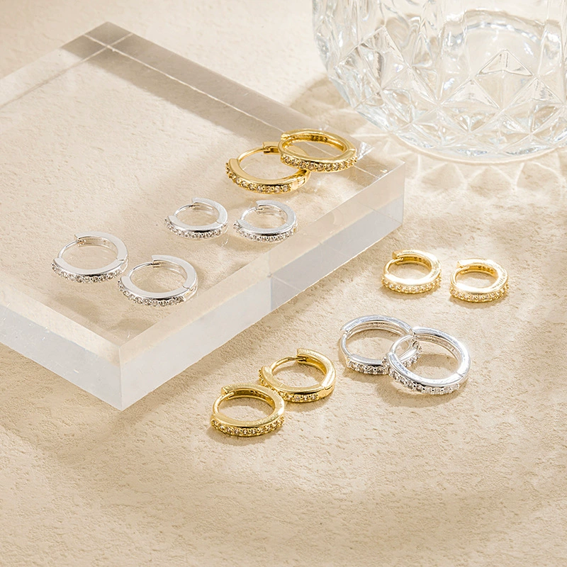 Трансграничные европейские и американские круглые бриллиантовые застежки для ушей