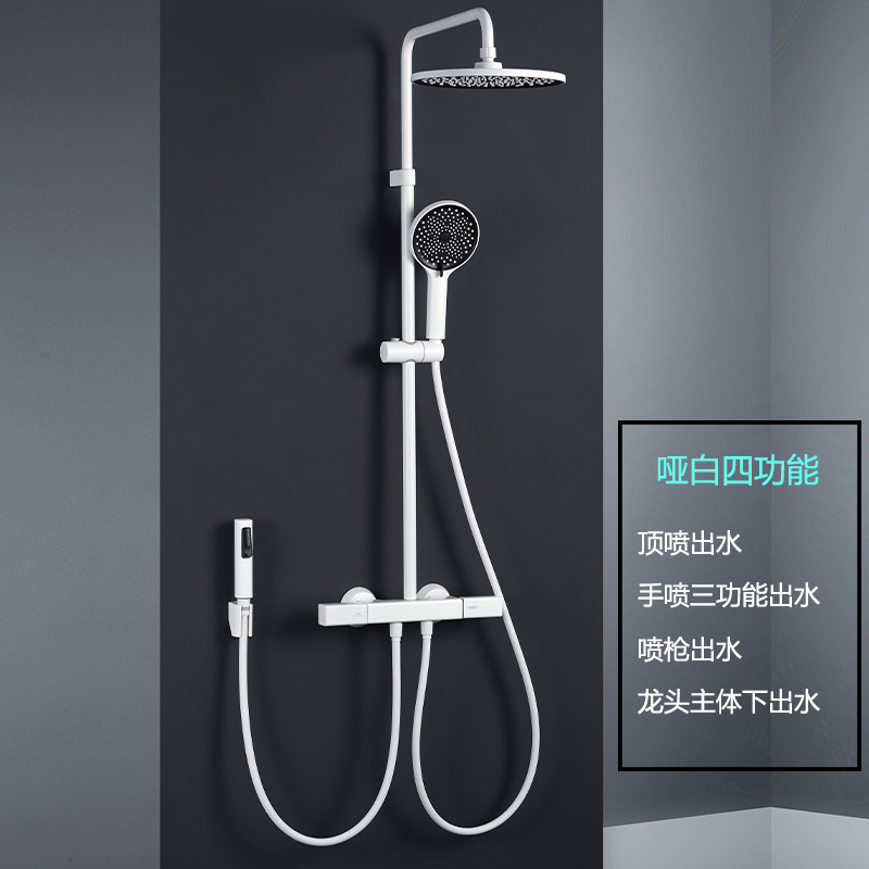 Pistola gris doble manija doble control ducha cabeza traje hogar cobre baño boquilla ducha baño grifo