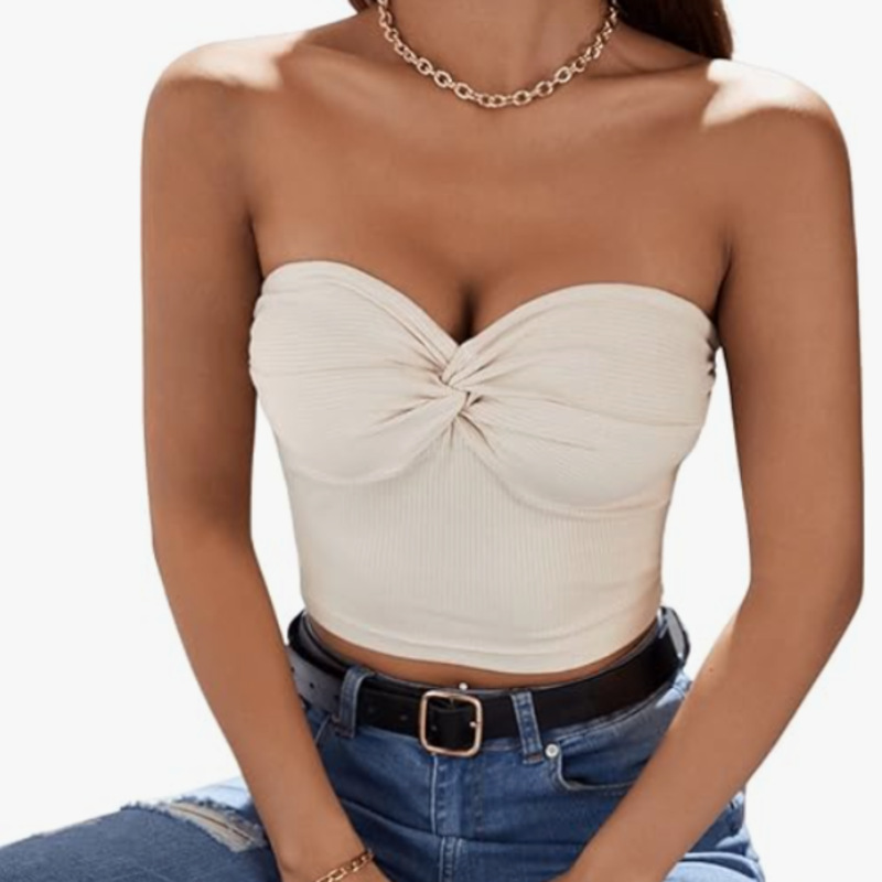 Spot suéteres personalizados comercio exterior europeo y americano sección delgada sexy top de tubo delgado transfronterizo color sólido chaleco de chica caliente de punto con ombligo