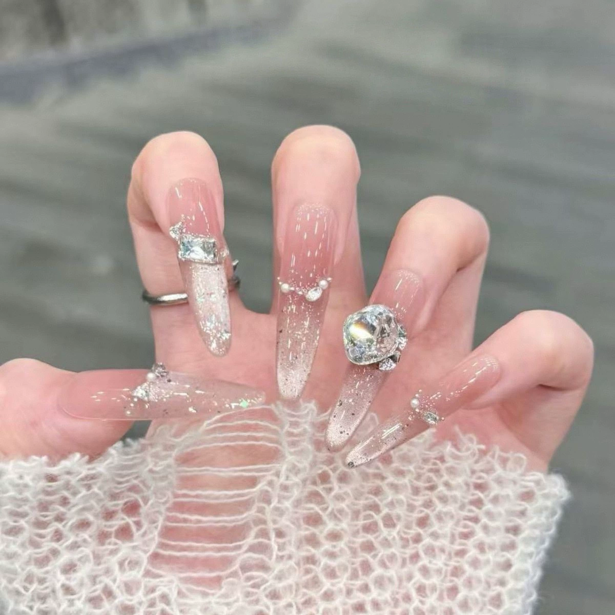 Искусственные ногти ручной работы в стиле «чистое желание», длинные французские ногти с эффектом «кошачий глаз», новогодний дизайн, готовые съемные накладные ногти оптом.