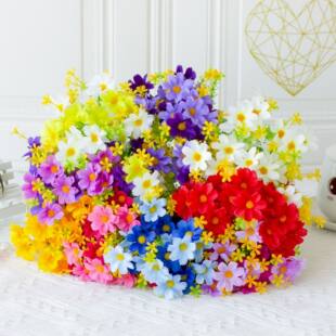 Artificial Plastic Simulation Flower 28 Dancing Chrysanthemum Simulation Fake Ferry Flower Little Daisy Silk Flower Plastic Flower Outdoor Engineering Ono Chrysanthemum