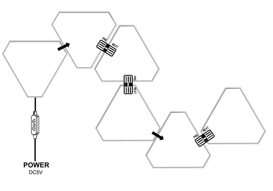 Pizarra de luz inteligente, música rítmica, luz cuántica, luz triangular, luz de ambiente de juego, luz de pared, luz de noche_voghion.com