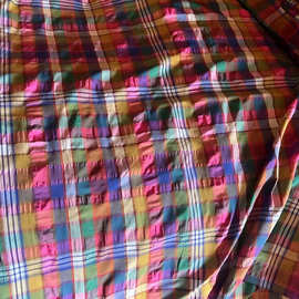 新款全棉彩色红色色织格子布衬衫面料彩虹颜色童装女装色织格子布