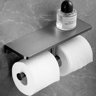 Hotel All-Copper Gun Gray Paper Towel Holder Toilet Paper Holder Bathroom Mobile Phone Storage Rack Toilet Paper Towel Hook Roll Paper Holder