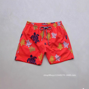 Turtle Non-Elastic Quick-Dry European and American Style Surf Beach Shorts Floral Men's Home Casual Shorts Cross-Border Aliexpress Foreign Trade