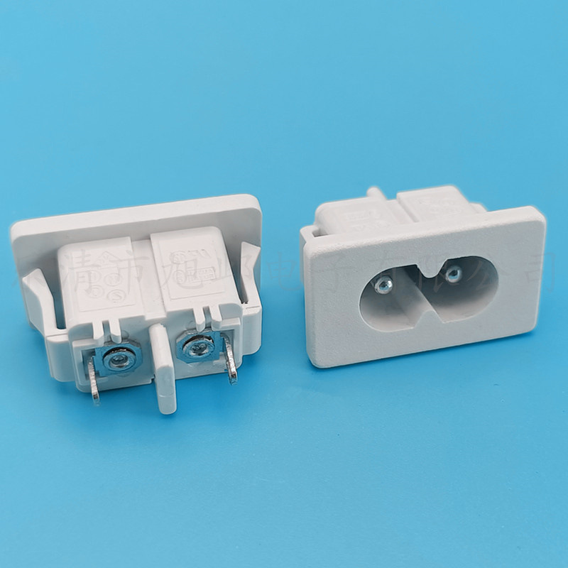 AC-027白色卡式8字插座DB-8 八字母座 16*28mm 2孔8字尾卡式母座