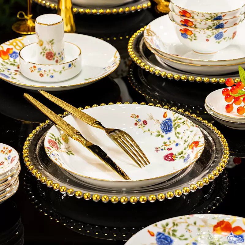 新款DIY碗盘碟子组合家用礼品景德镇高档白瓷大碗小碗汤面碗菜盘