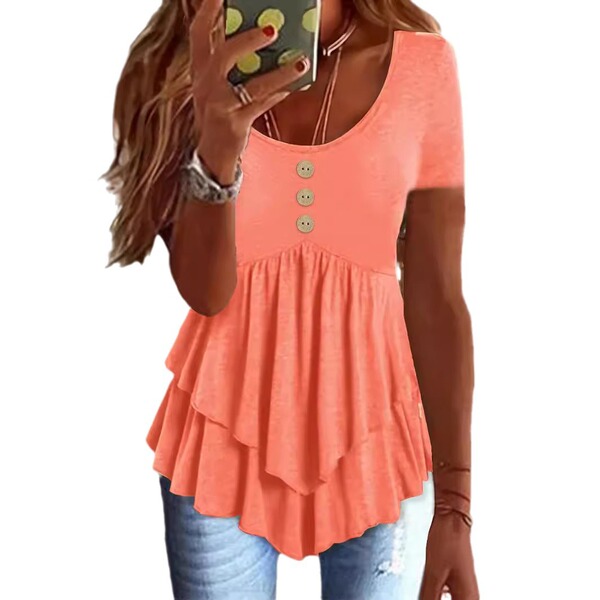 fashionable solid short sleeve dress