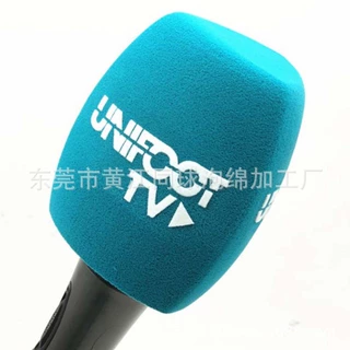 厂家定制 电视台采访植绒防风话筒套 户外访谈喷绒海绵话筒罩