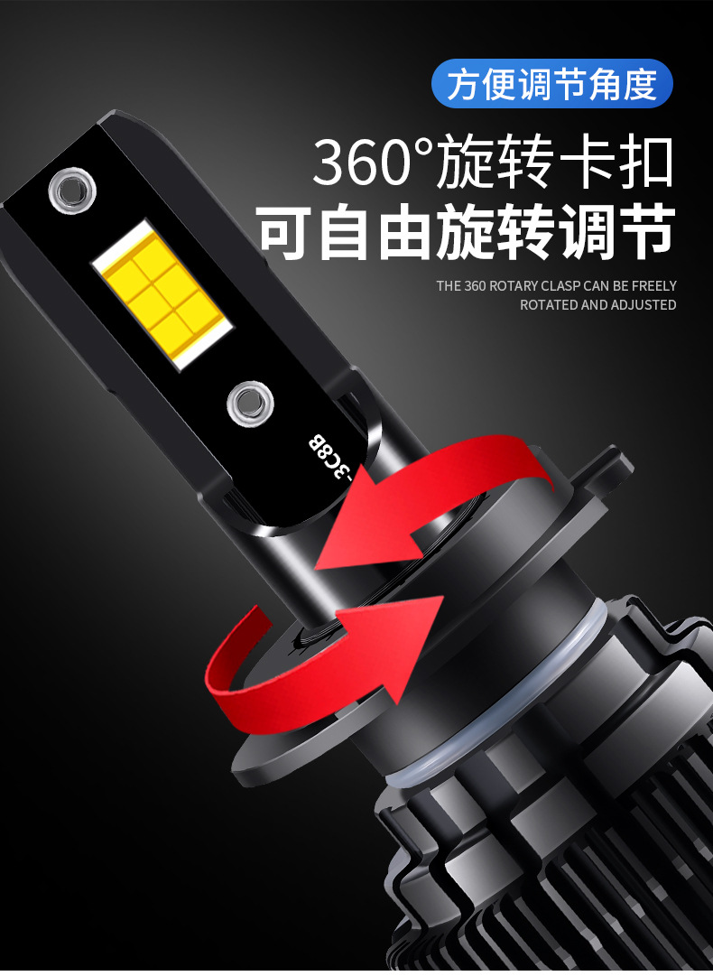 Cross-Border Popular Product: Built-In Led Car Headlights H7 High/Low Beam, H4 Modified Headlights, H1 Headlamps, Car Lights, H11 Bulbs