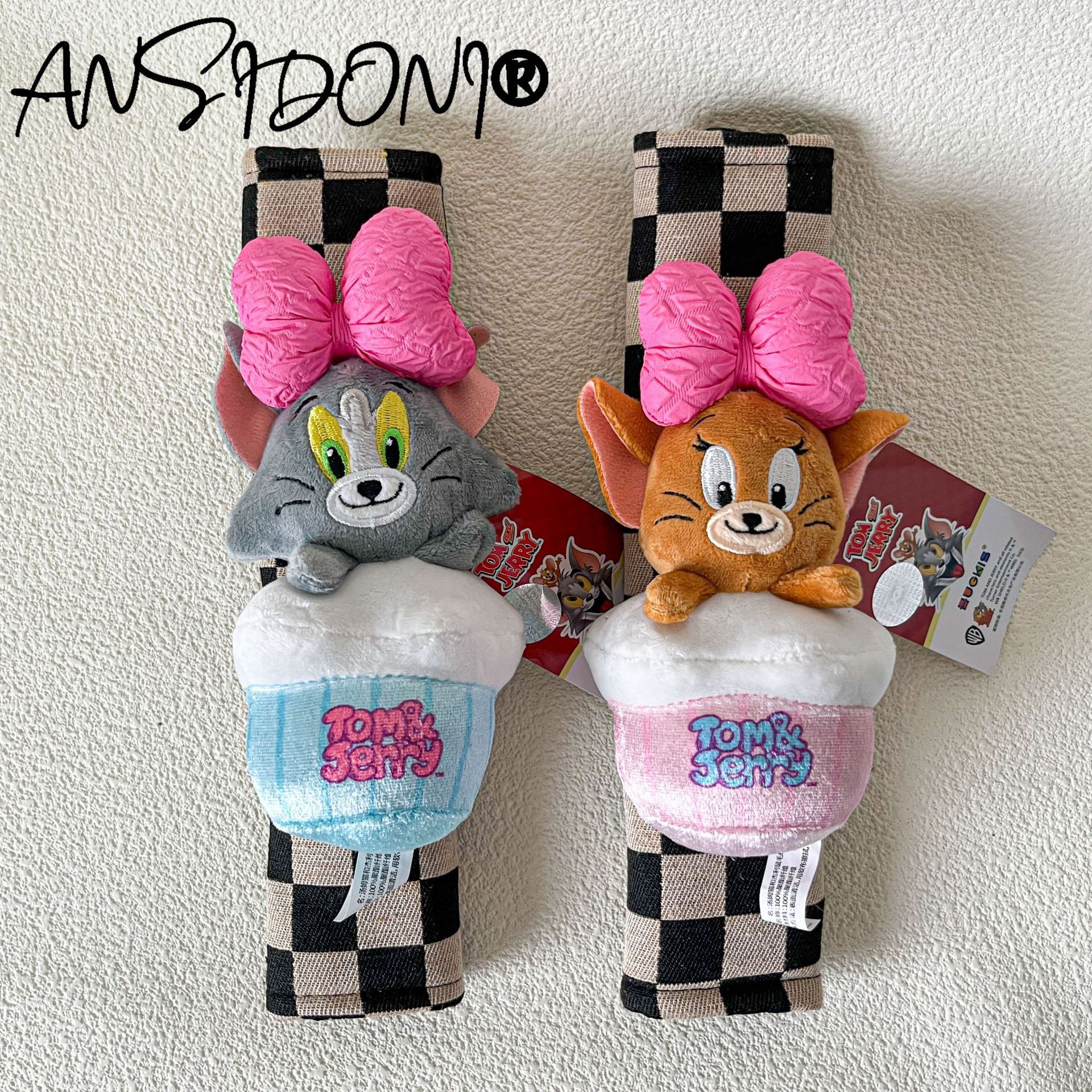 Cat and Mouse Car Safety Belt Shoulder Cover Protective Cover Advanced Cute Personality Decoration Car Plush Cute Women