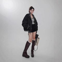 休闲两面穿短款皮草派克服冬季新款女士兔毛皮草外套保暖毛毛外套
