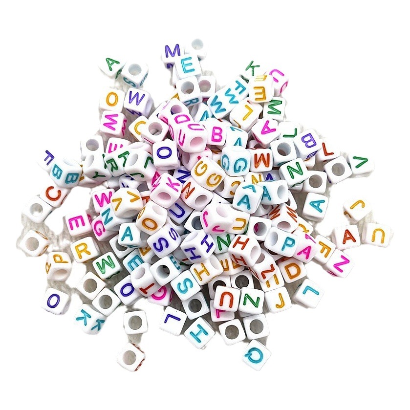 6mmアクリル散珠カラー英語滴油アルファベットビーズDIYアクセサリー子供早教ビーズ