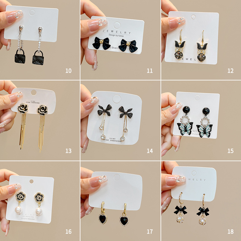 Artificial Diamond Inlay Material Drop Earrings Classification 1 Pair Quantity 1 Pair Fashion Heart Shape Inlay Alloy Artificial Diamond Drop Earrings