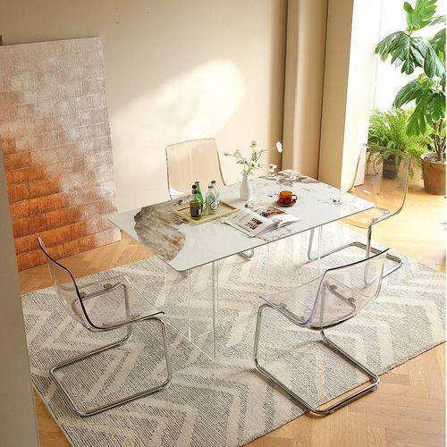 Light Luxury Transparent Dining Chair, Plastic Stool, Acrylic Backrest Chair – Shatterproof, Lightweight, and Stylish Tuya Casual Chairs for Wholesale