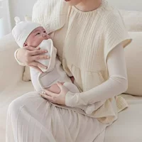 Мама выходит кормить грудью, многофункциональная одежда для кормления из чистой хлопчатобумажной марли, удобная для переноски ребенка, удобная кремово-белая.