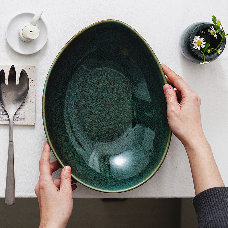 Horno de cerámica creativa en forma especial tazón grande tazón de fruta tazón de postre ensalada de verduras tazón de sopa tazón de fideos tazón de arroz Hotel
