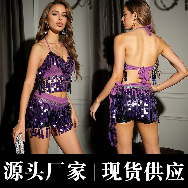 Цепочка на талию для танца живота, поясной шарф для начинающих, с блестками и кисточками, поясной шарф для восточного танца, пояс для индийского танца