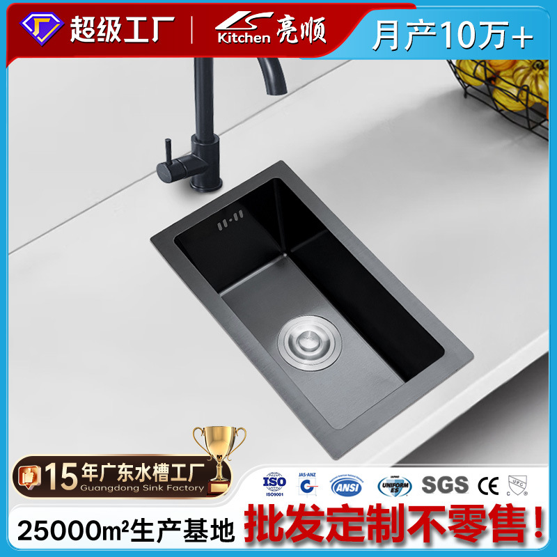 加厚304不锈钢手工拉丝水槽大单槽厨房洗菜盆台中洗碗池跨境专供