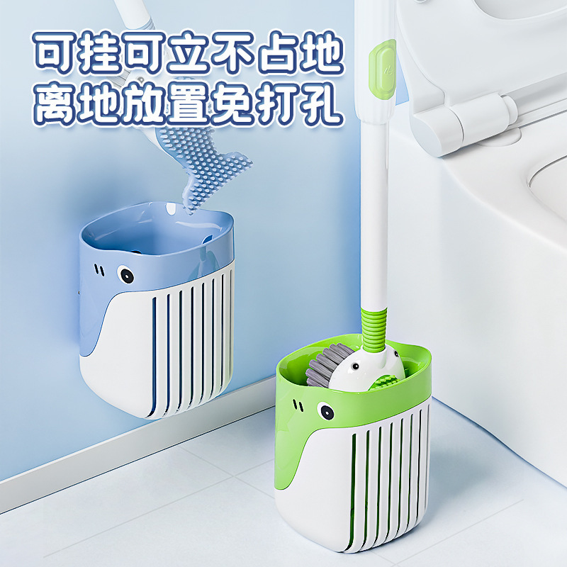 クロスボーダーシリコンソフト毛ロングハンドルトイレブラシ死角なし底吸盤クリーニングセット浴室トイレブラシ|undefined