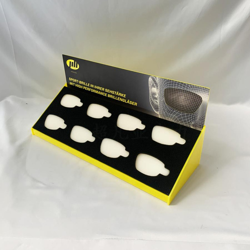 亚克力眼镜片展示架 运动眼镜专用陈列架 可拆卸背板海绵凹槽槽