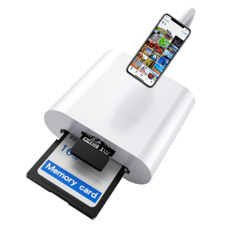 SD Card Reader for Lightning Dual TF Card Micro SD Adapter