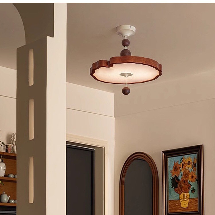 Dormitorio francés, estética retro de la dinastía Song, iluminación de la habitación, atmósfera antigua, estudio de madera maciza, lámpara de comedor, candelabro de hoja de loto