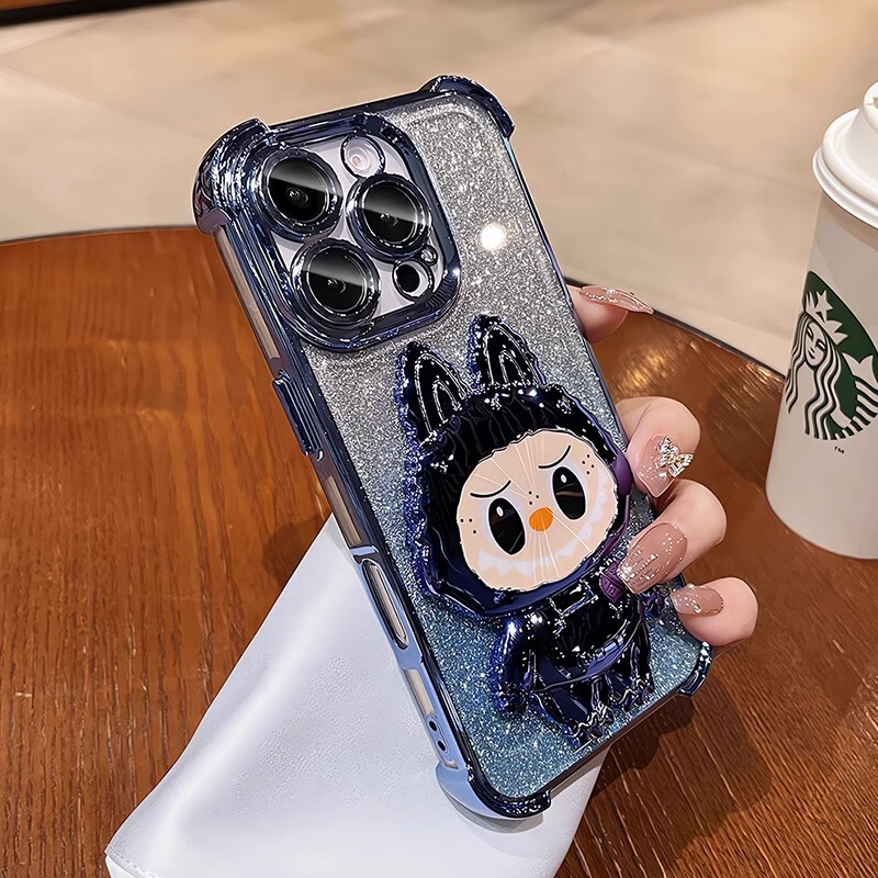 スタンドは、Apple 17promaxラブブ携帯電話ケース、iPhone16オールインクルーシブ14化粧鏡保護カバーに適しています。|undefined