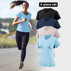 Amazonの売れ筋サマースポーツ半袖レディース速乾通気性Tシャツランニングアウトドアヨーロッパとアメリカの越境供給
