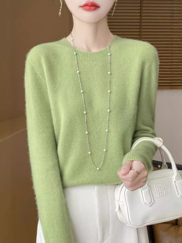 Seamless first-line ready-to-wear sweater, women's round collar pullover loose bottoming shirt, autumn and winter new pure color sweater, women's wholesale