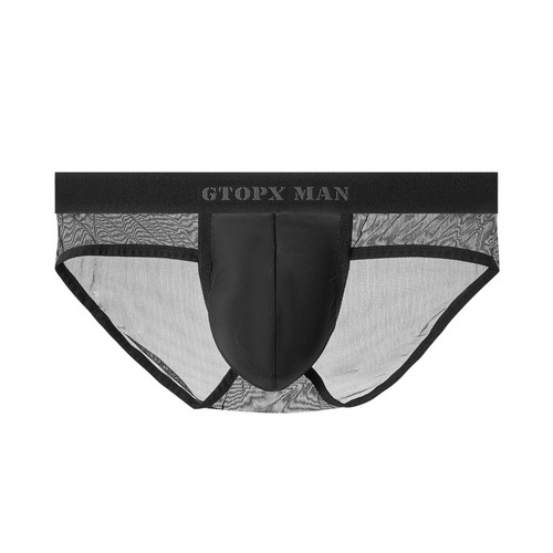 Men's Ice Silk Sheer Thin Mesh Single Layer U-Shape Pouch Low-Waist Breathable Sporty Sexy Triangle Briefs