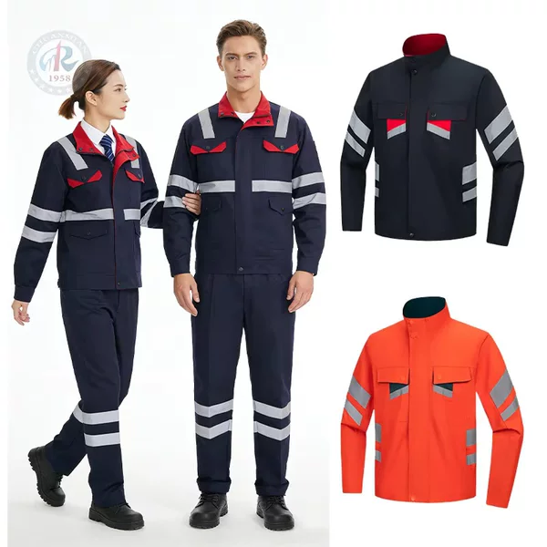High Visibility Cotton Work Pants with Reflective Strips, Suitable for Mining and Construction, Unisex Workwear