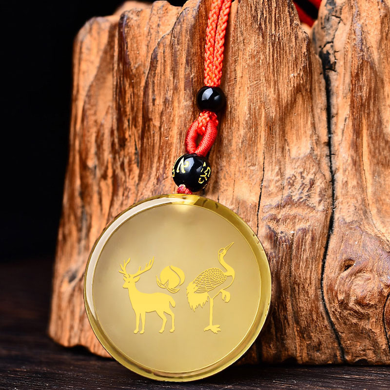 2025 CITRINE ZODIAC DRAGON MASCOT DEER 크레인 복숭아 펜던트 LIUHE 부적 남성과 여성 펜던트