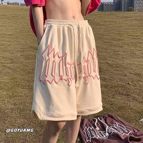 Men's Summer American Style Bootcut Bubble Shorts, Casual Trendy Brand Ins Sports Loose Plus Size Basketball Pants