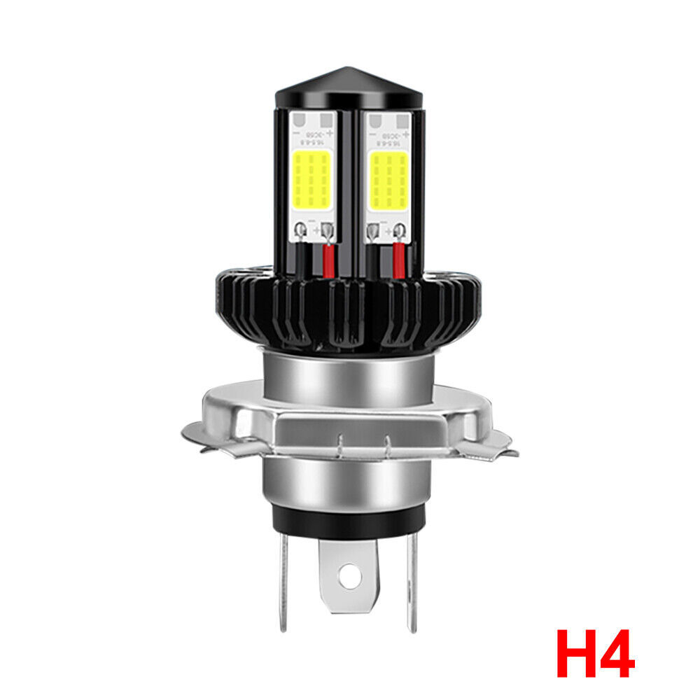Bombilla de motocicleta de doble garra BA20D faro alto y bajo H4 vehículo eléctrico incorporado superbrillo LED foco luz blanca