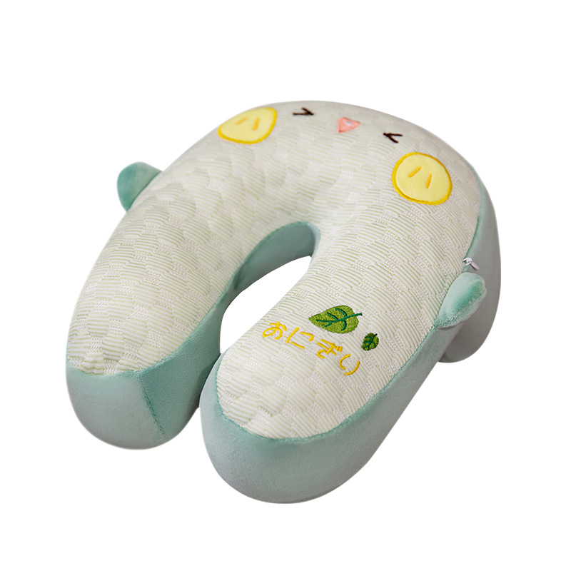 Círculos animados Bean Bean Memory Algodón almohada de siesta almohada de oficina almohada en forma de U almohada mesa de almuerzo artefacto mágico