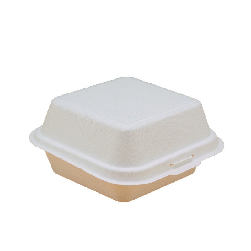 Fiambrera de pulpa de papel desechable, caja de hamburguesas, caja de pastel de bento de red neta, caja de almuerzo de papel de dibujo cuadrado, caja de embalaje para llevar