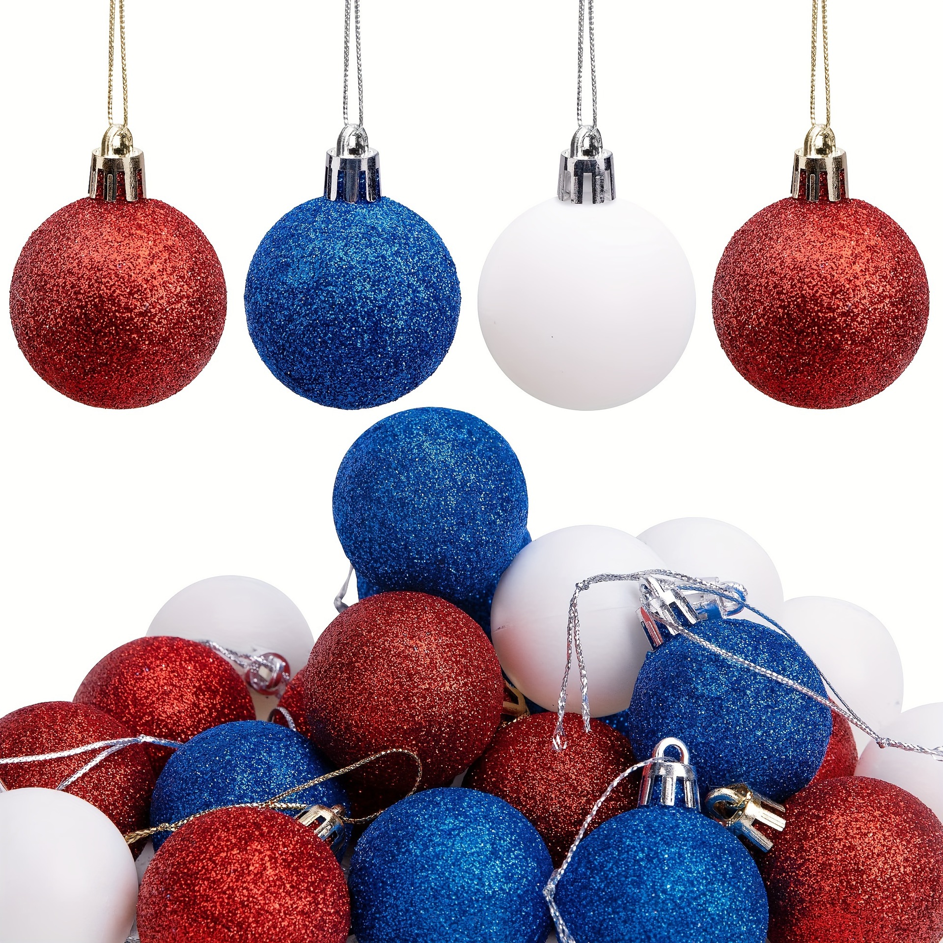 Día de la Independencia de EE. UU. Transfronterizo Día Nacional 4cm12 pack bola de brillo traje azul, blanco y rojo ambiente festivo bola de Navidad