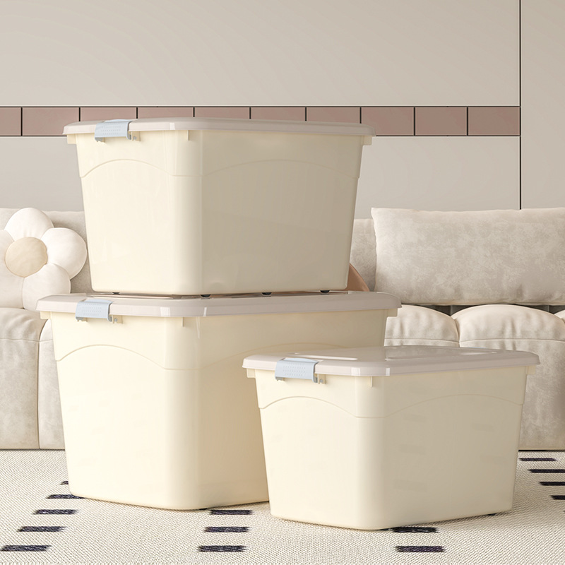 Caja de almacenamiento de plástico de estilo crema Caja de almacenamiento de edredón extra grande Caja de almacenamiento de juguetes Caja de almacenamiento de ropa