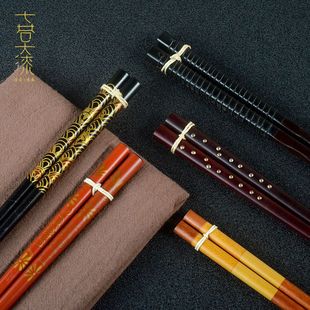 Seven Lane Lacquer Japanese Style and Style Wooden Chopsticks Traditional Ethnic Style Creative Gift Home Non-slip Wooden Chopsticks