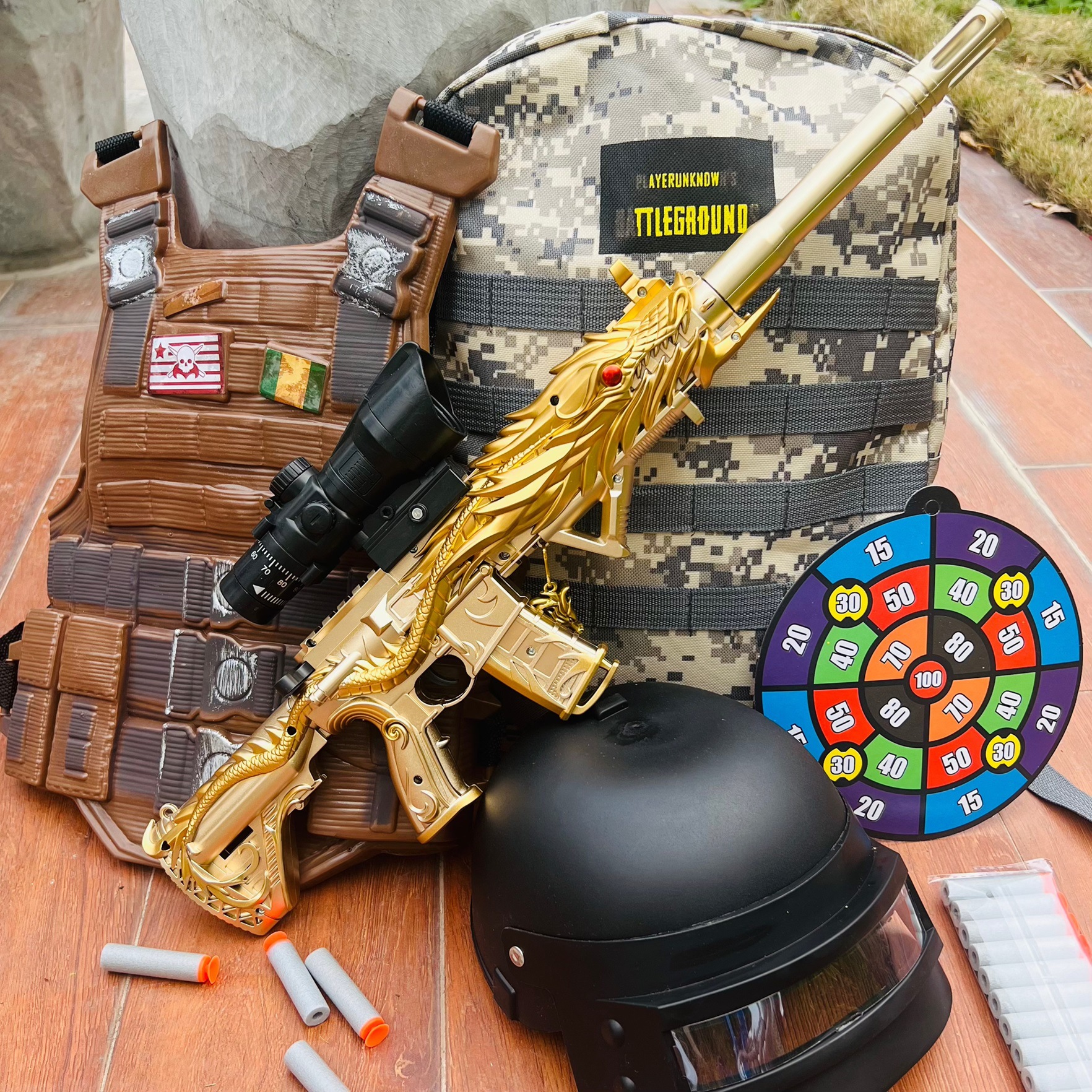 70A Golden Dragon (schoolbag+horse clip+helmet+20 soft bullet)