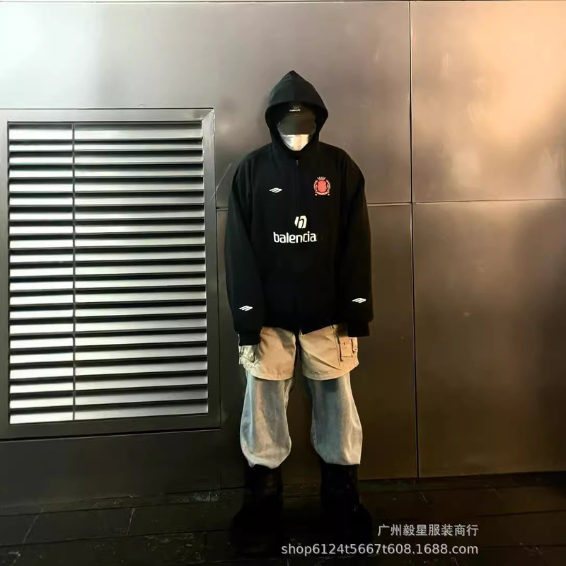 European and American High Street Men's and Women's Jacket B Manchester United 3B sports Embroidered Medium Zipper Hooded Sweatshirt