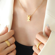 国潮流行金属饰品锁骨链俏皮可爱兔子十二生肖新款项链钛钢女生
